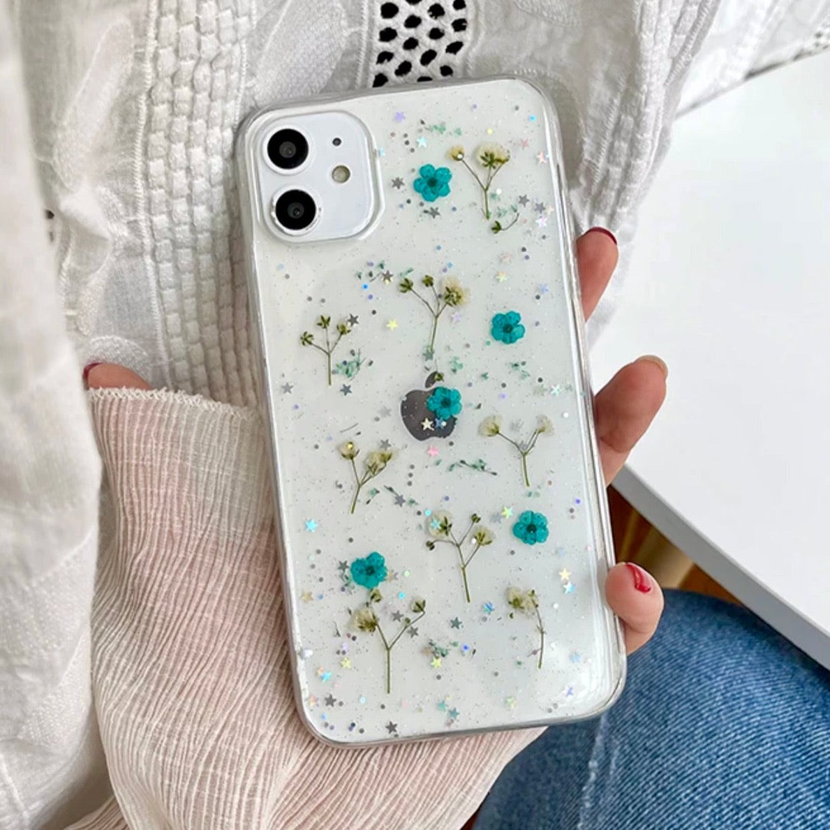 Real Cosmos Floral Glitter Cover iPhone cover – JustAndBest India