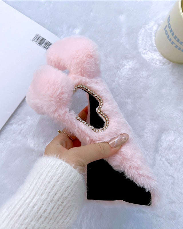Cute Bunny Rabbit Fur Plush Case iPhone cover – JustAndBest India
