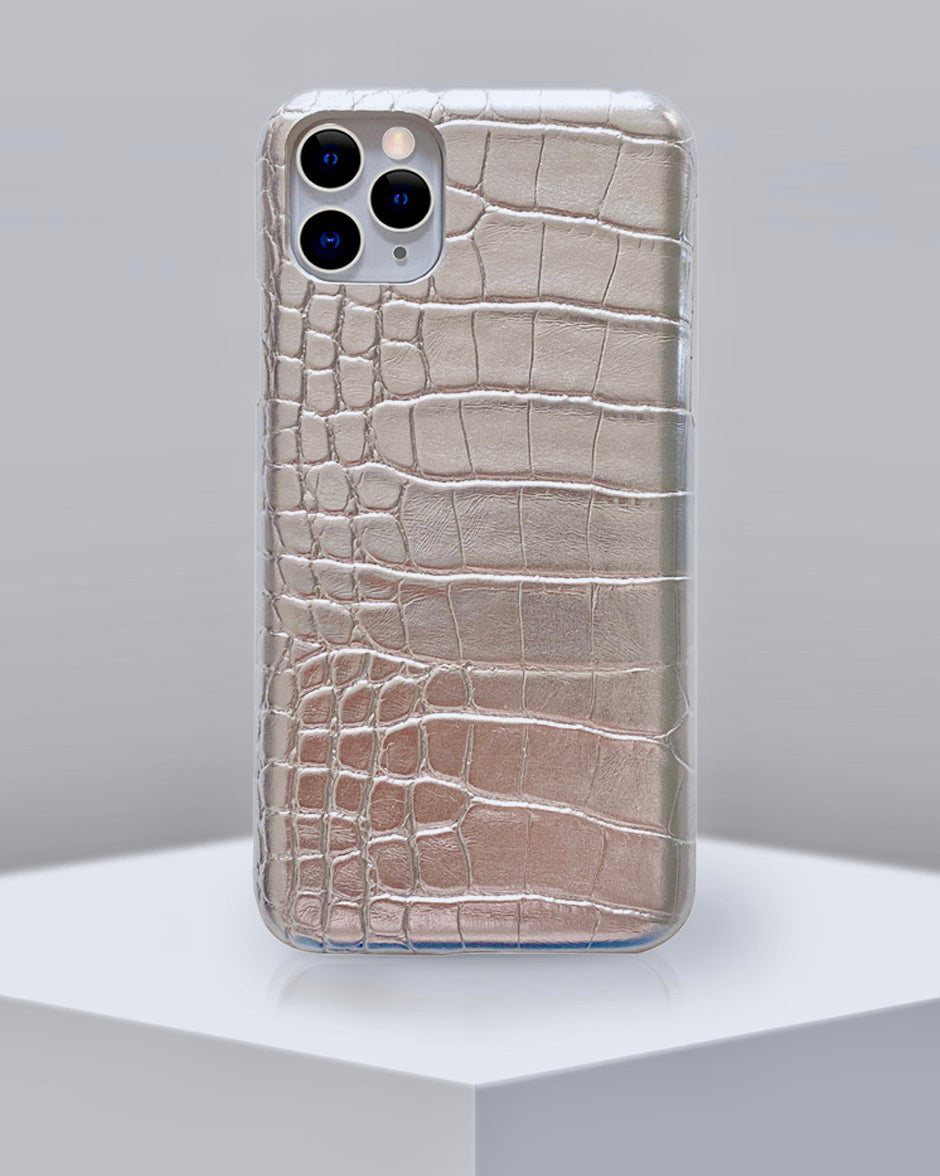 Silver Croco Pattern Leather Luxury Case