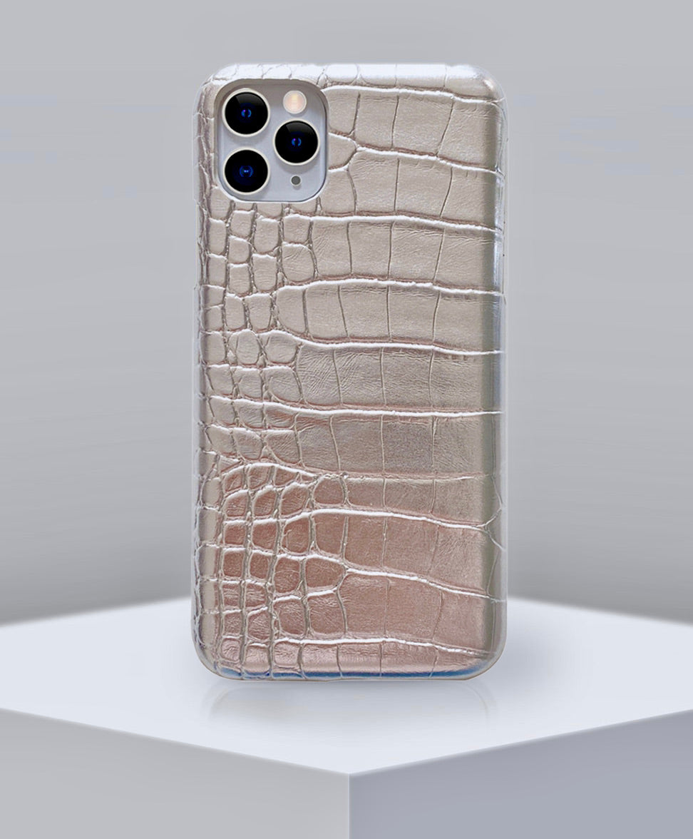 Silver Croco Pattern Leather Luxury Case