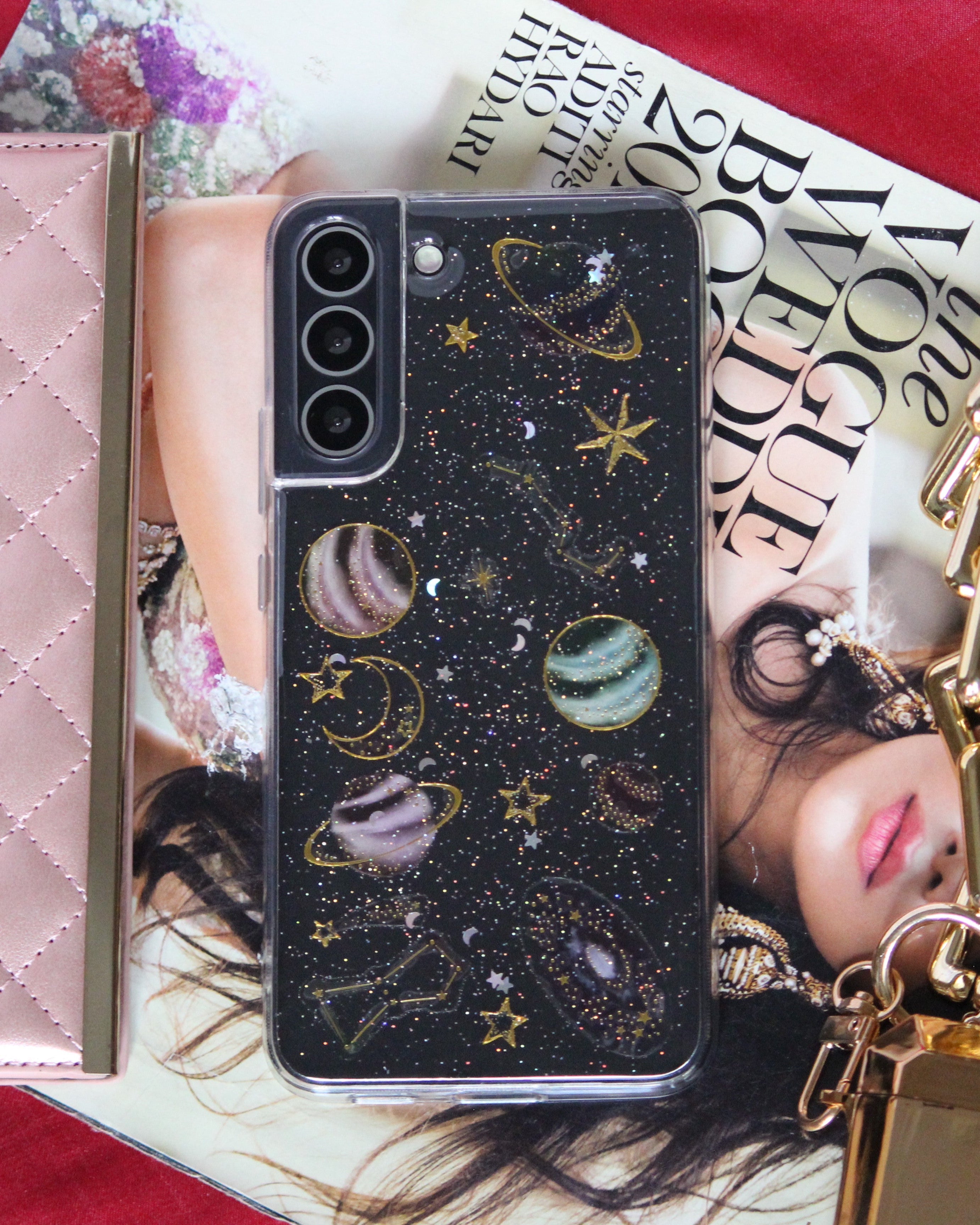 Glittery Stars and Planets Transparent Case iPhone cover – JustAndBest India