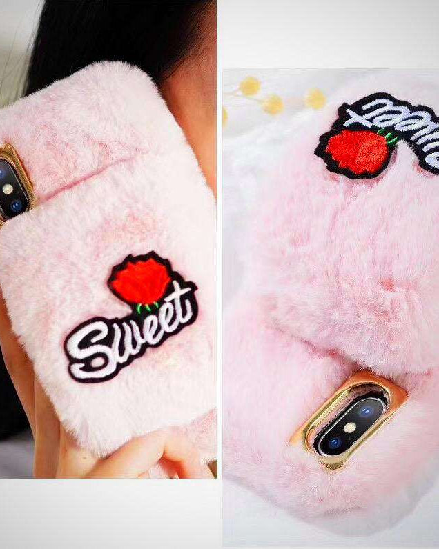 Sweet Rose Fur Case for iphone