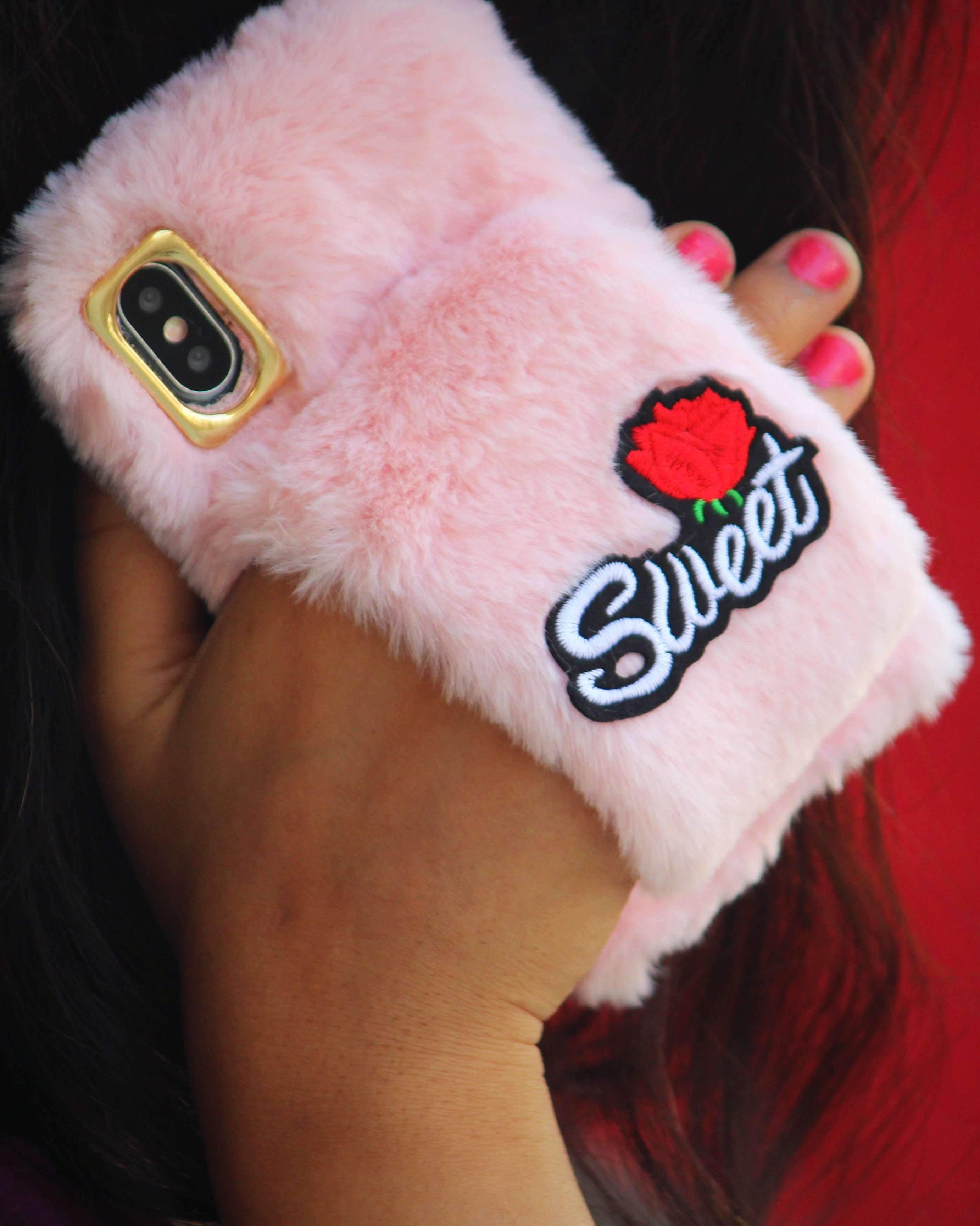 Pink Fur Luxury Case for iPhone X