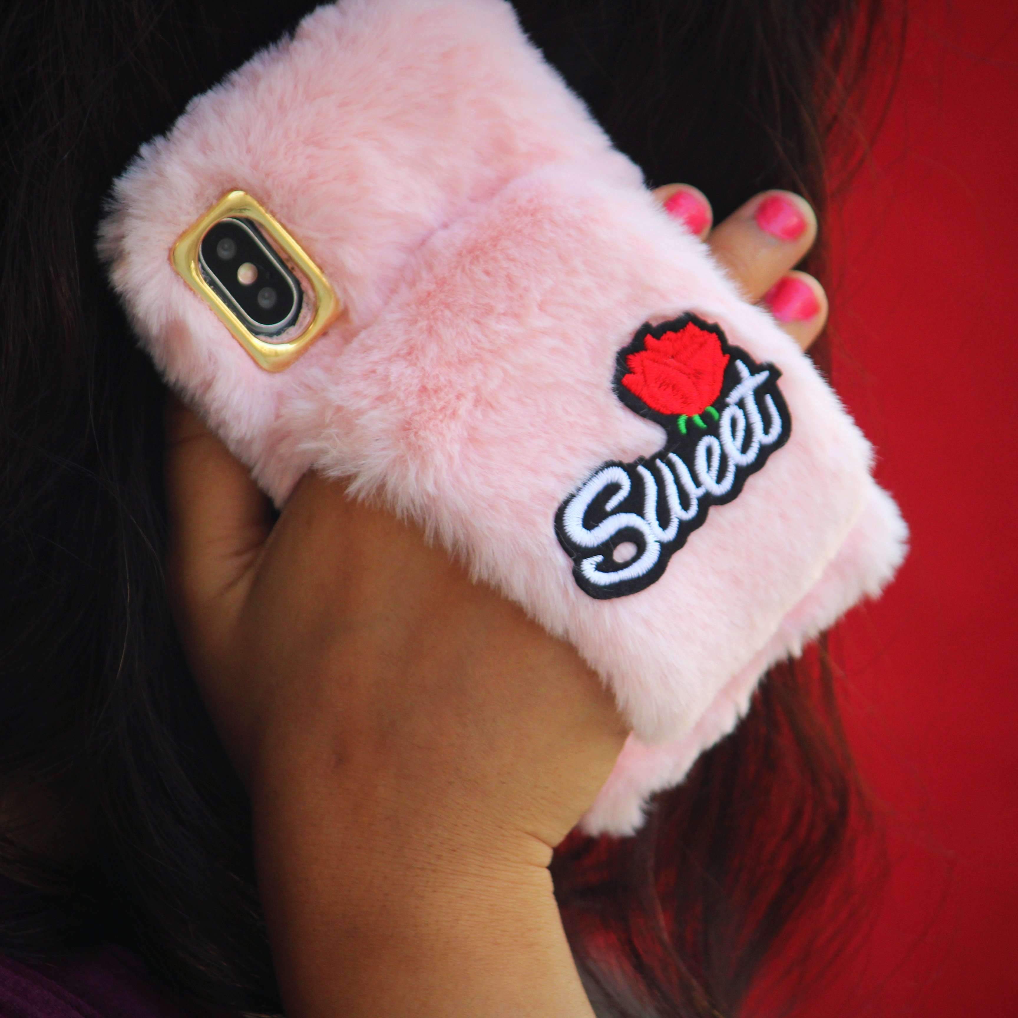 Pink Fur Luxury Case for iPhone X