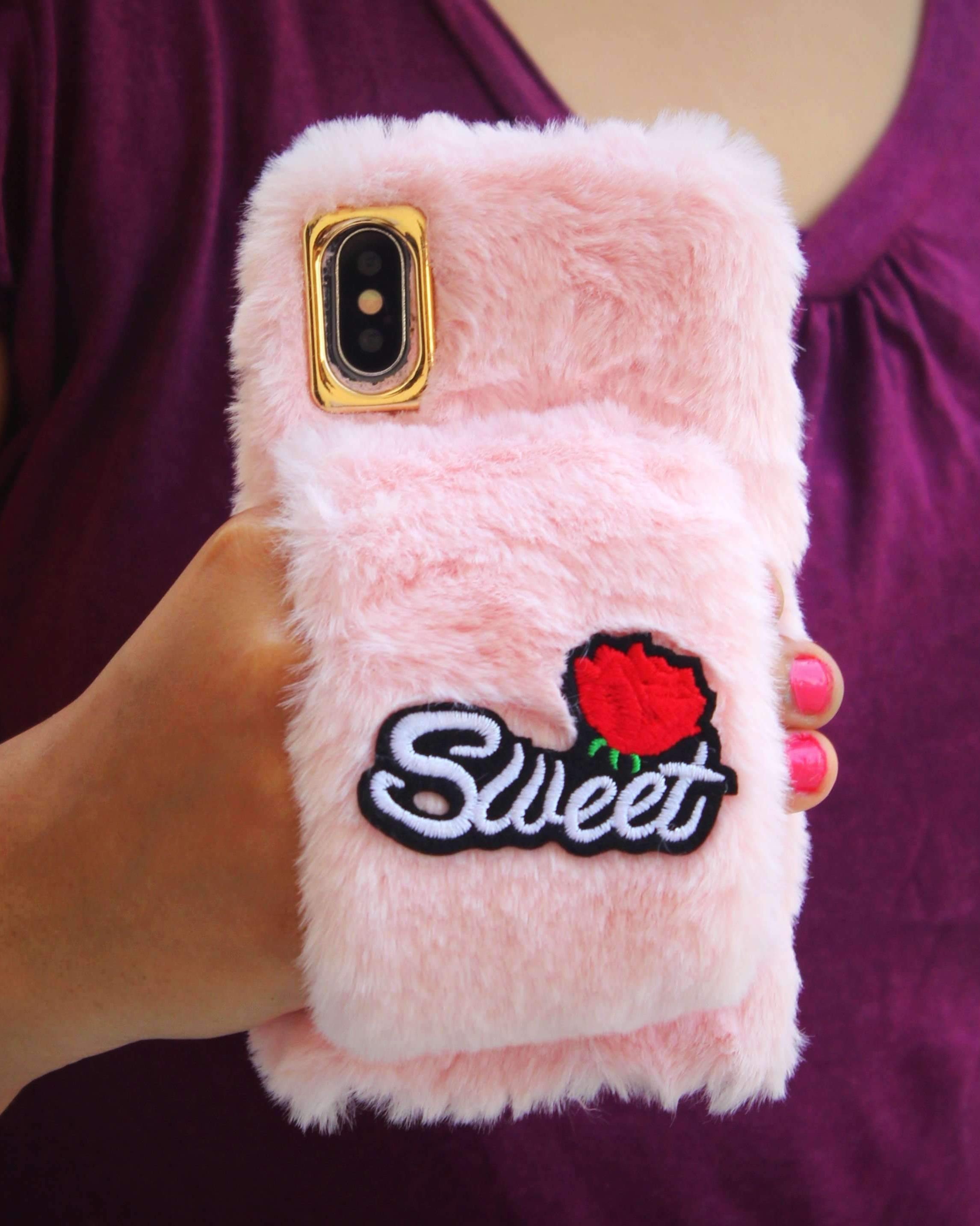 Sweet Rose Cosy Fur Case for iPhone X