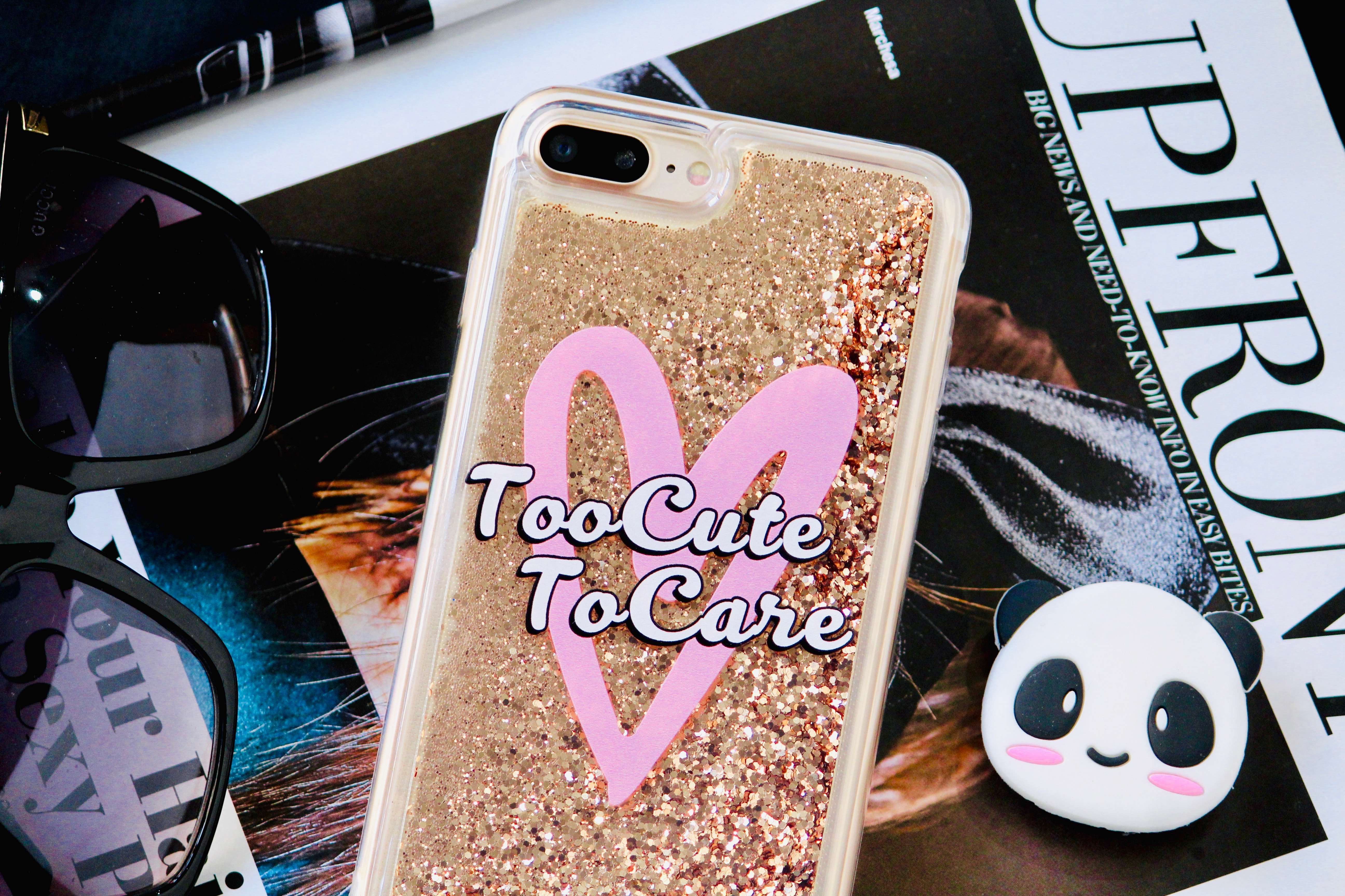 Too Cute To Care Glitter Quicksand Case iPhone cover – JustAndBest India