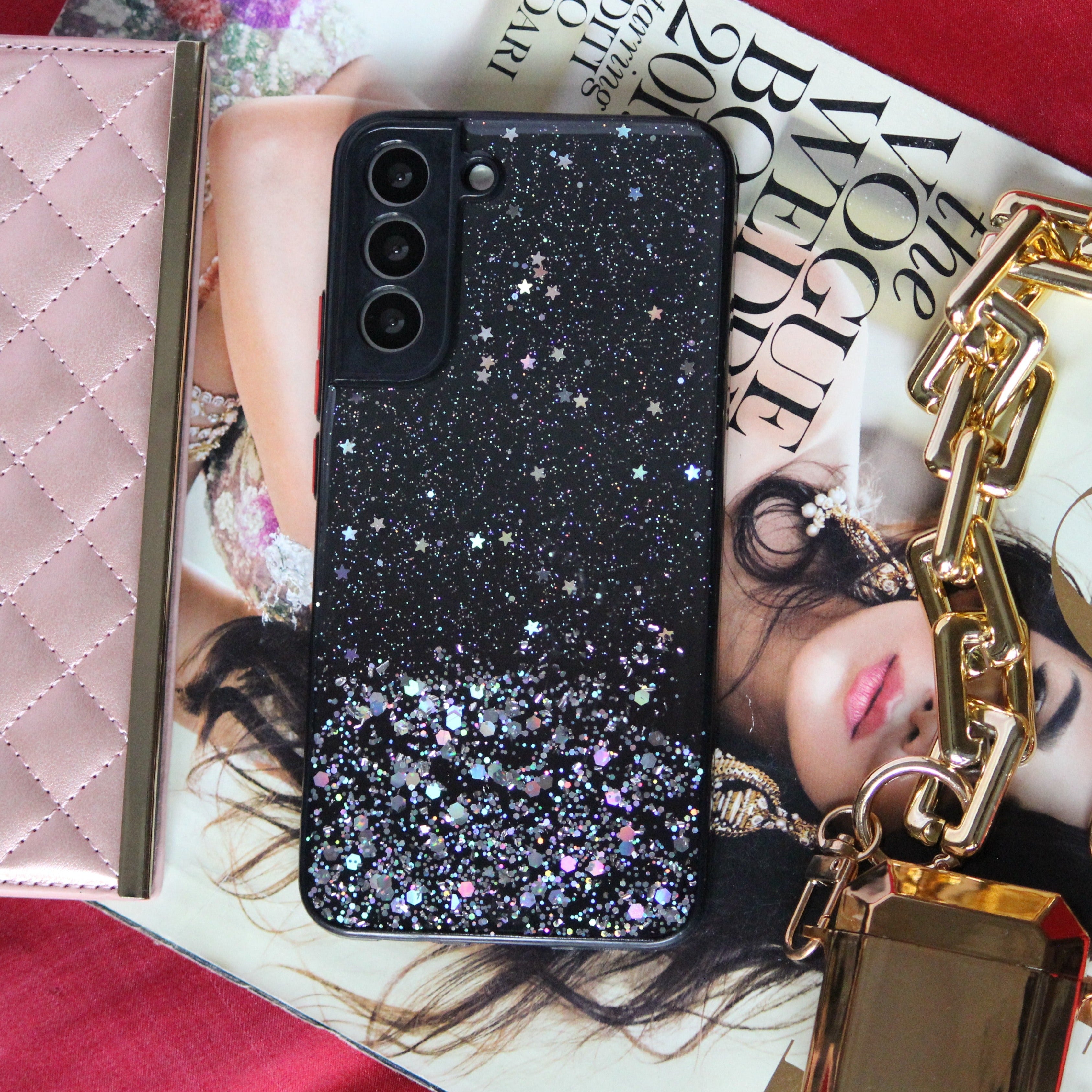 Glitter Stars Transparent Cover For Samsung