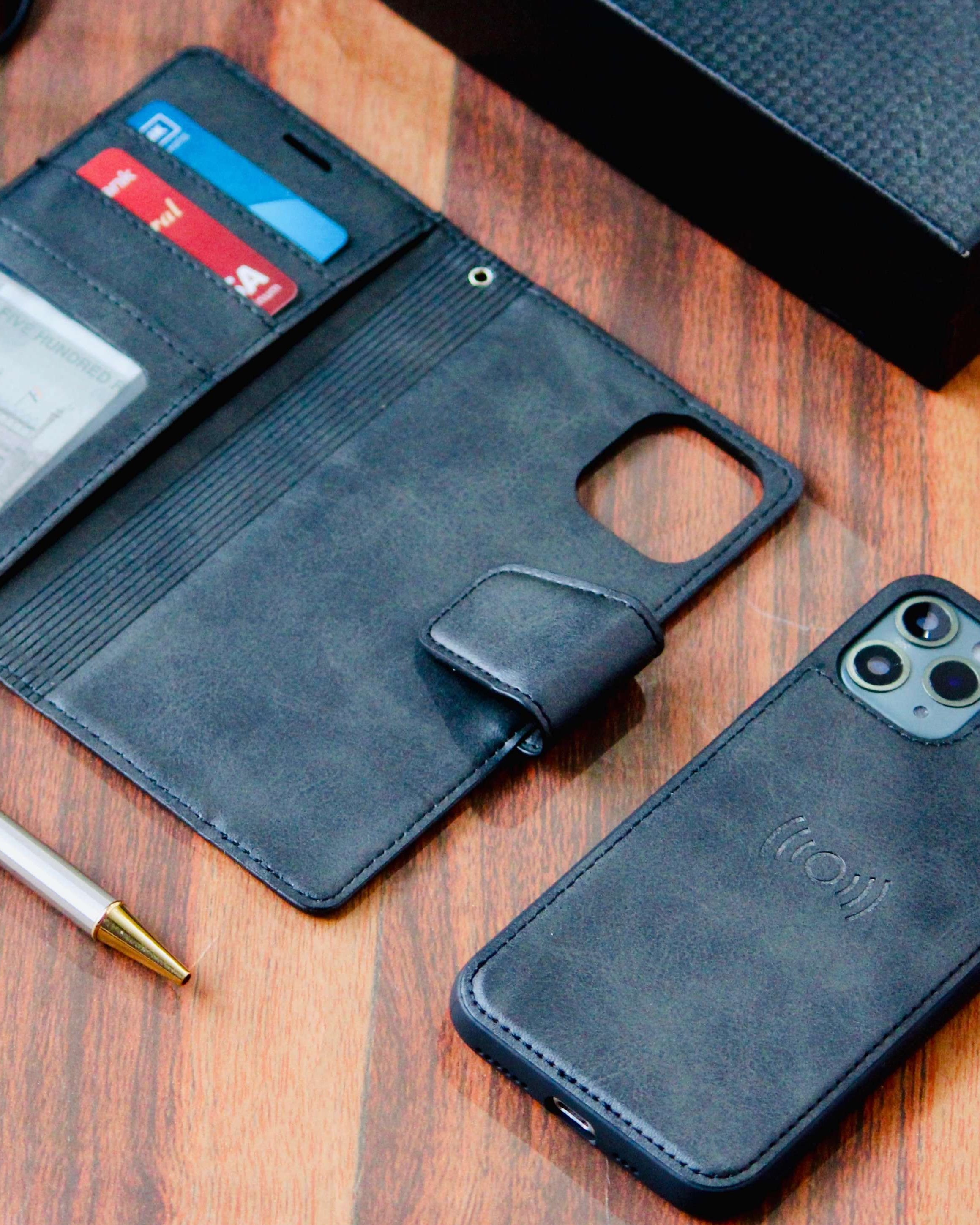 Two-In-One Wallet Style Premium Leather Luxury Flip Case iPhone cover – JustAndBest India