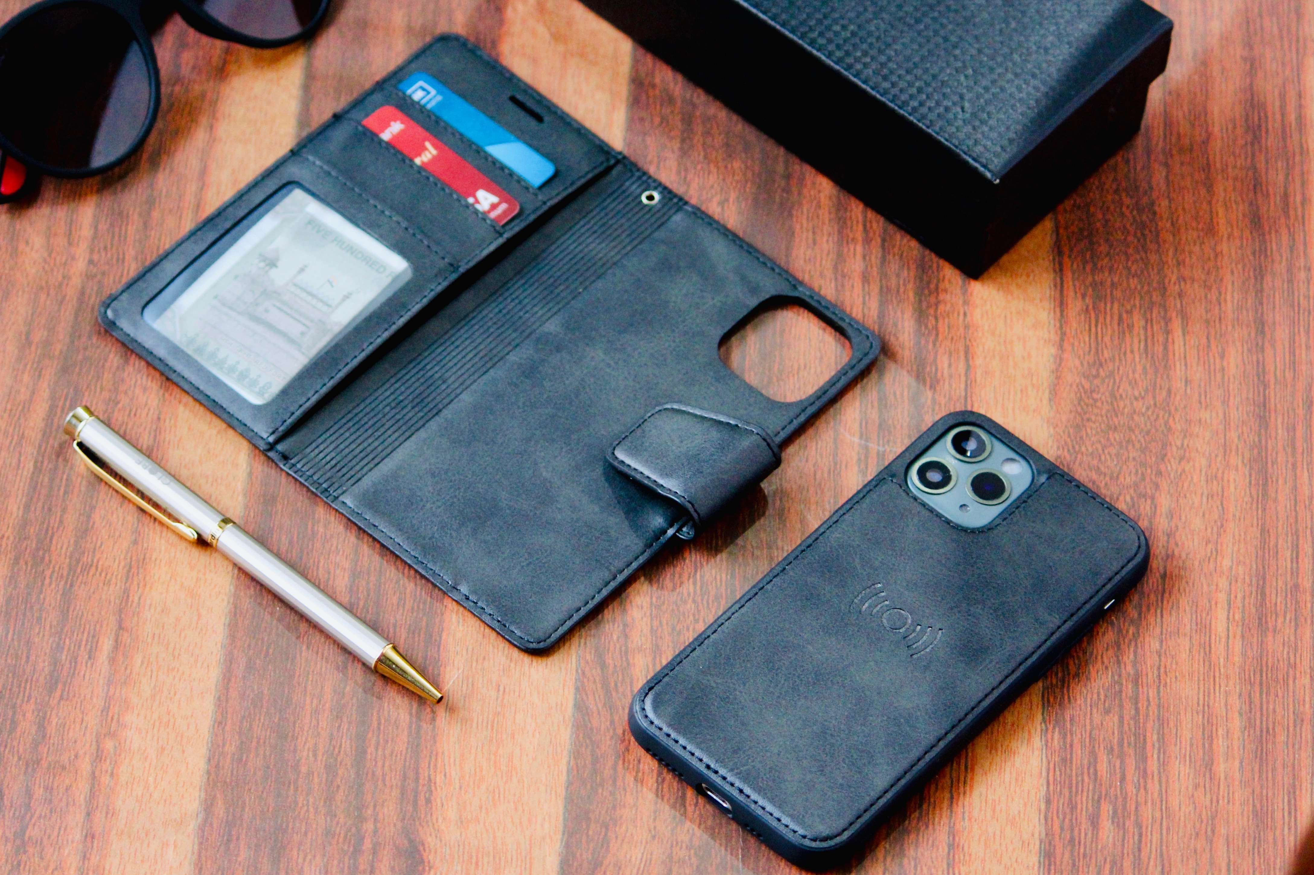 Two-In-One Wallet Style Premium Leather Luxury Flip Case iPhone cover – JustAndBest India