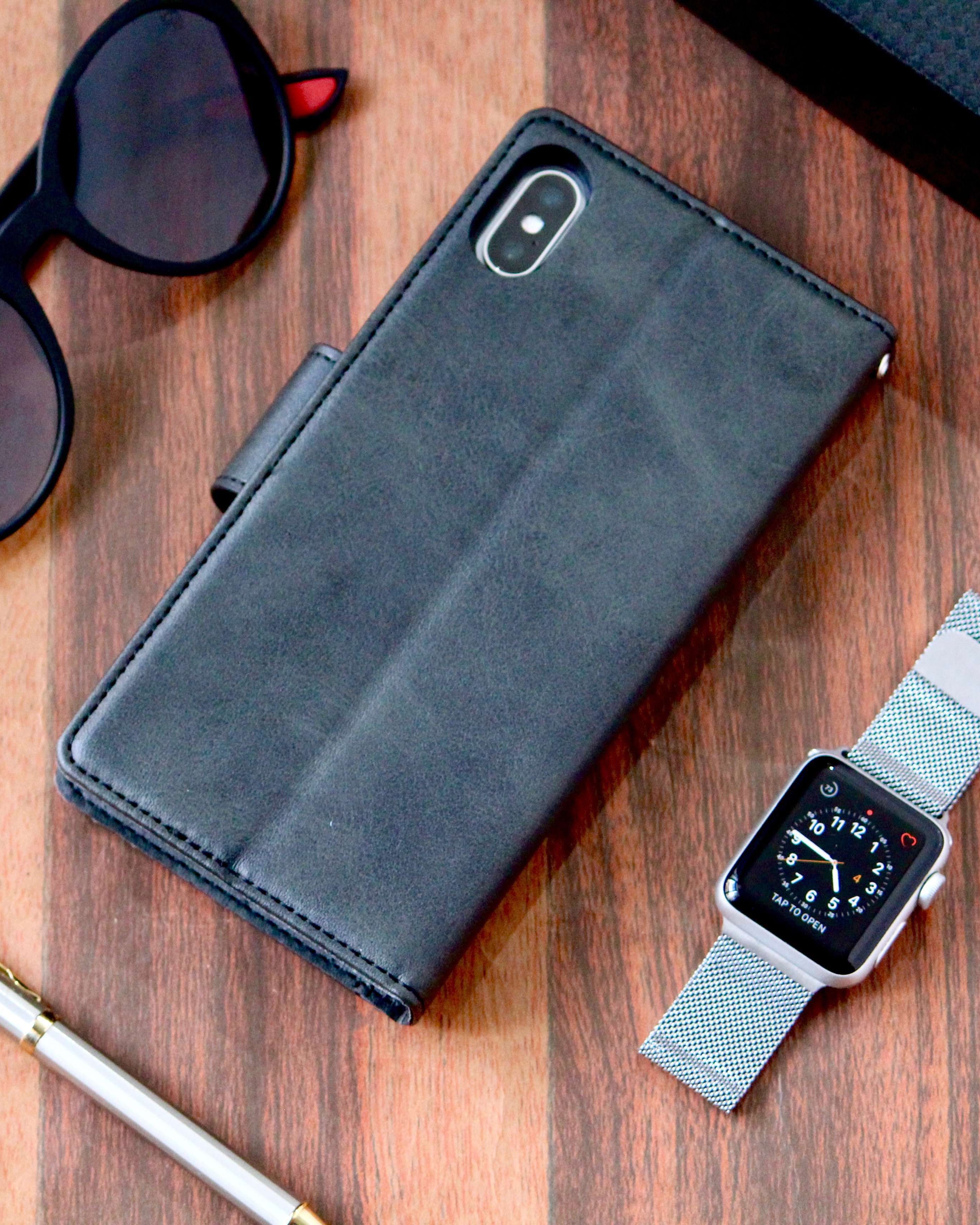 Blue Wallet Style Leather Flip Case iPhone XS Max Case