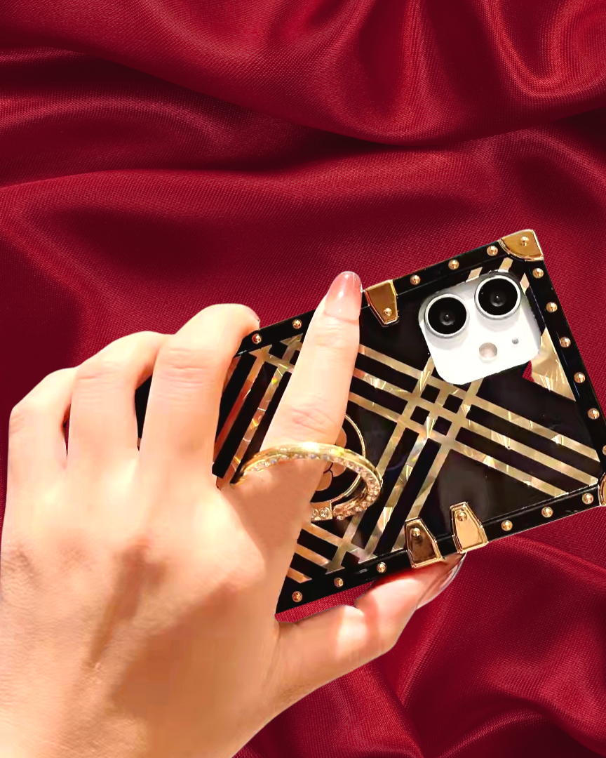 Black & Gold Rose Rhinestones Ring Holder Luxury Cover – phone accessory by JustAndBest India