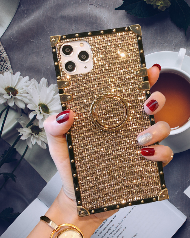 Elegant Gold Glitter Ring Holder Luxury Cover – phone accessory by JustAndBest India