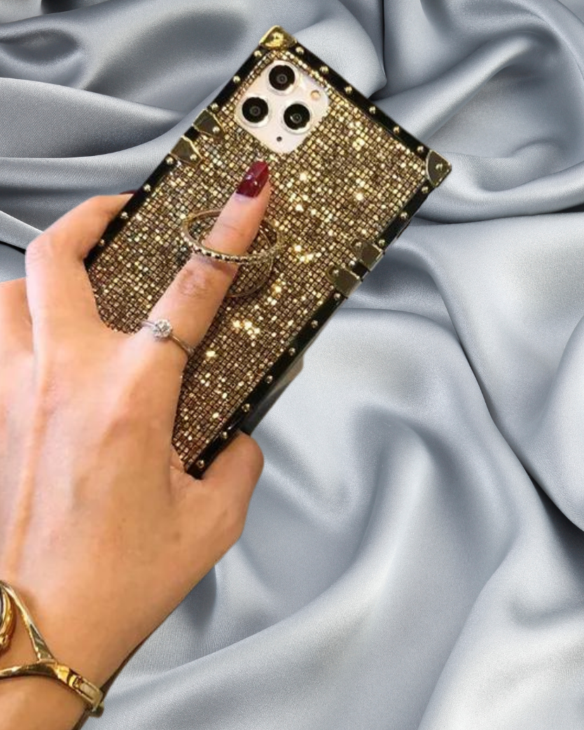 Elegant Gold Glitter Ring Holder Luxury Cover – phone accessory by JustAndBest India
