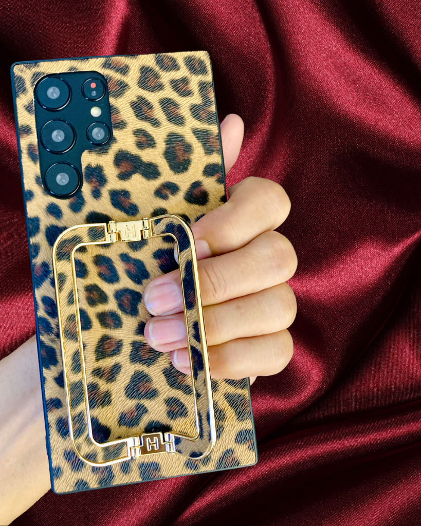 Classy Leopard Style Gold Buckle Holder Case – phone accessory by JustAndBest India