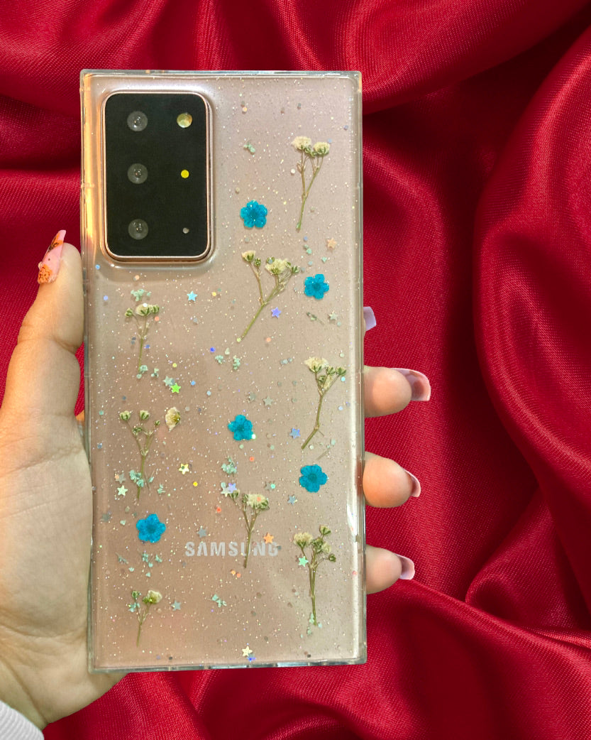 Real Cosmos Floral Glitter Cover for samsung S21