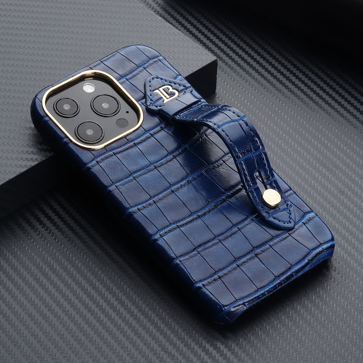 Blue Croco Pattern Leather Luxury Case iPhone cover – JustAndBest India