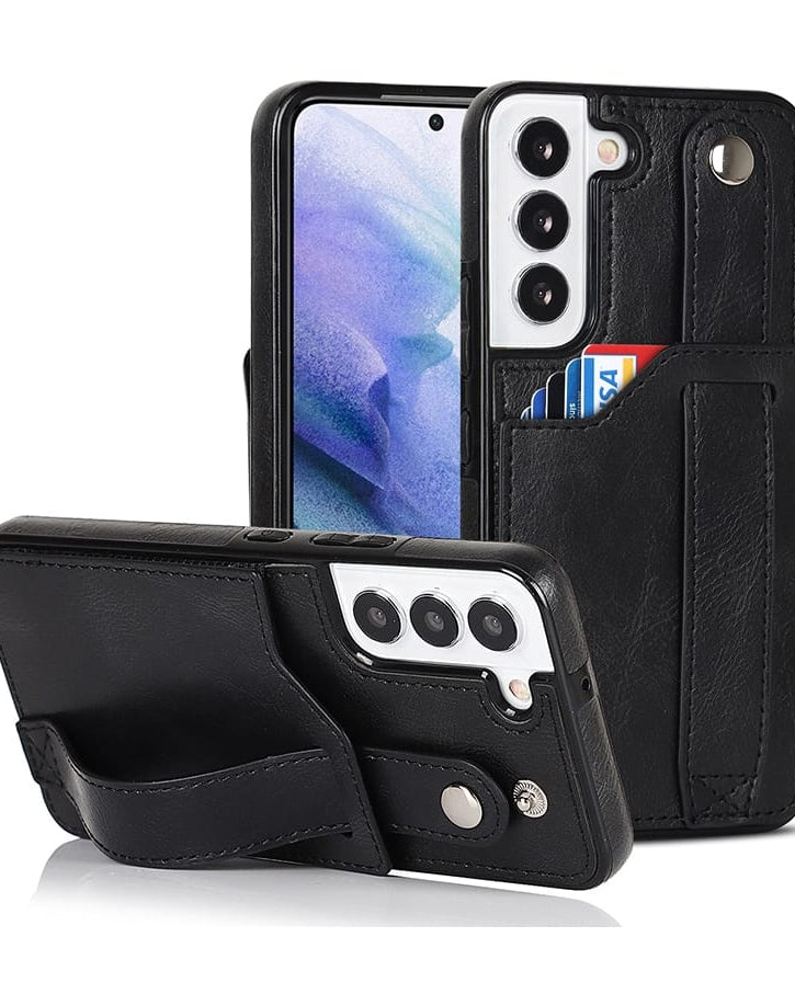 Premium Leather Wallet Style Hand Strap Case iPhone cover – JustAndBest India