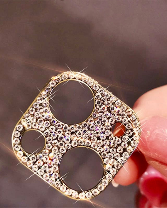 Golden Diamond Stones iPhone Camera Lens Protector