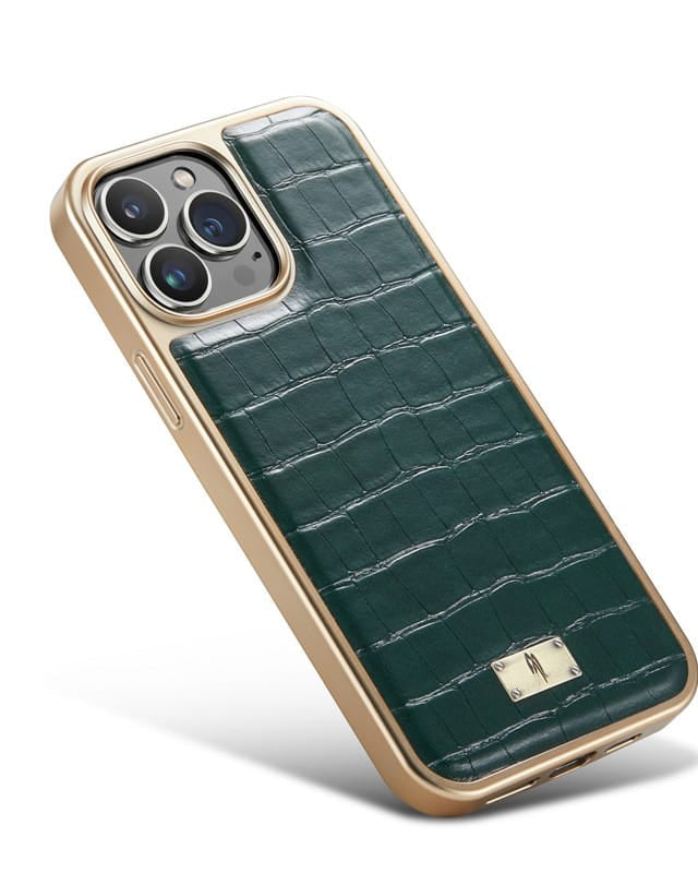 Forest Green Leather iphone 14 Case