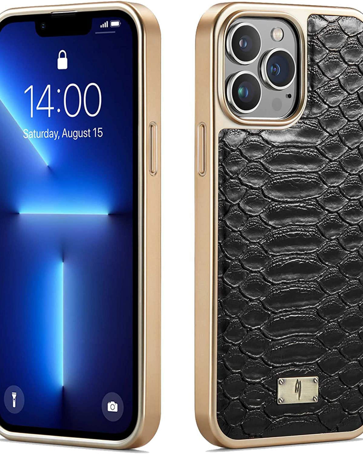 Jet Black Leather iphone 14 Case