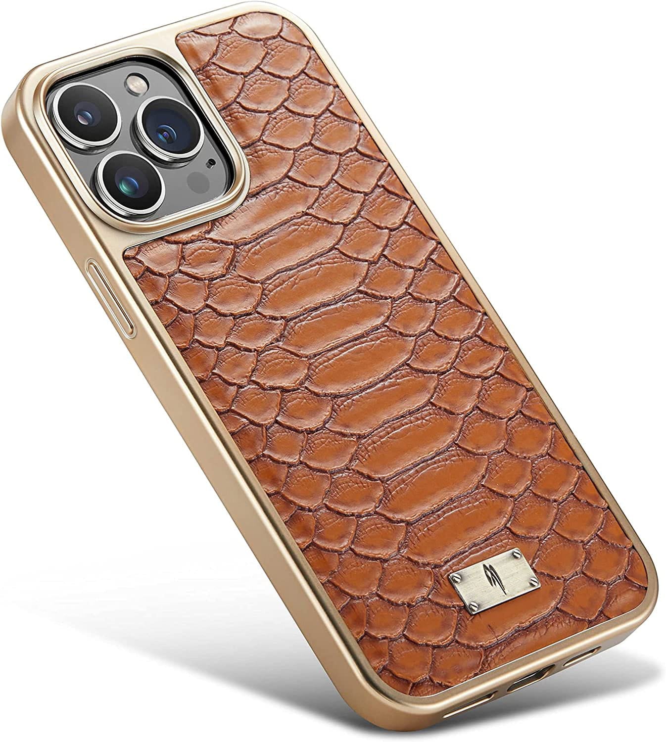 Royal Brown Gold Plated Premium Leather Luxury Case iPhone cover – JustAndBest India