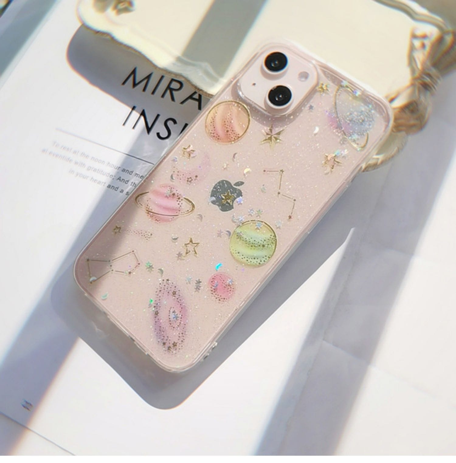 Glittery Stars and Planets Transparent Case iPhone cover – JustAndBest India