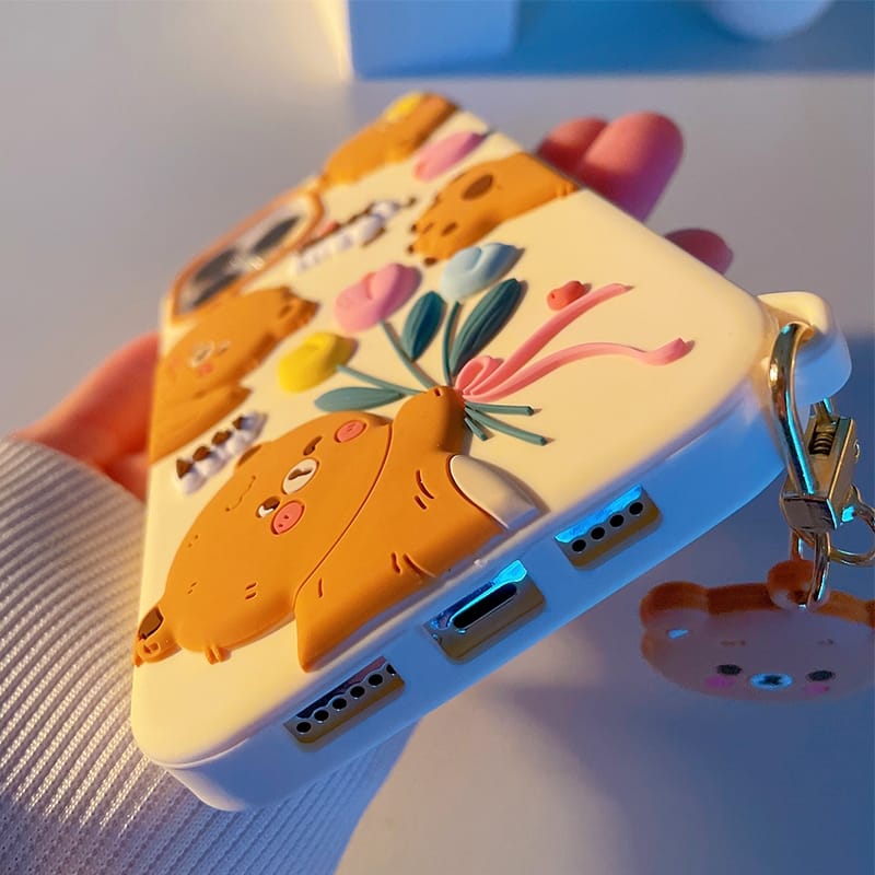 Cute 3D Bears Cover (with Bear Charm) – phone accessory by JustAndBest India