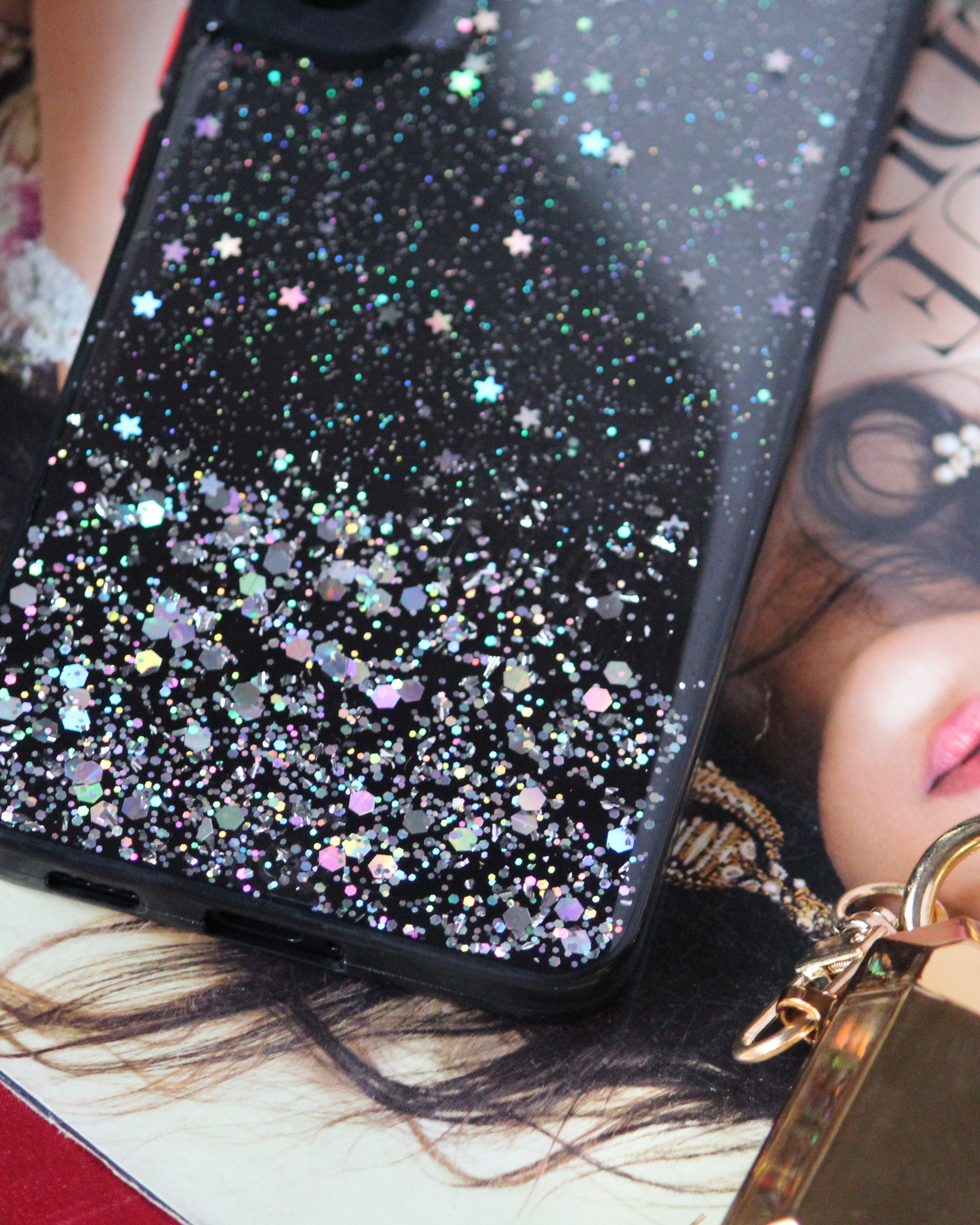 Glitter Stars Transparent Cover iPhone cover – JustAndBest India