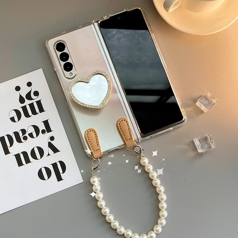 Pearls Bracelet Rhinestones Mirror Heart Cover iPhone cover – JustAndBest India