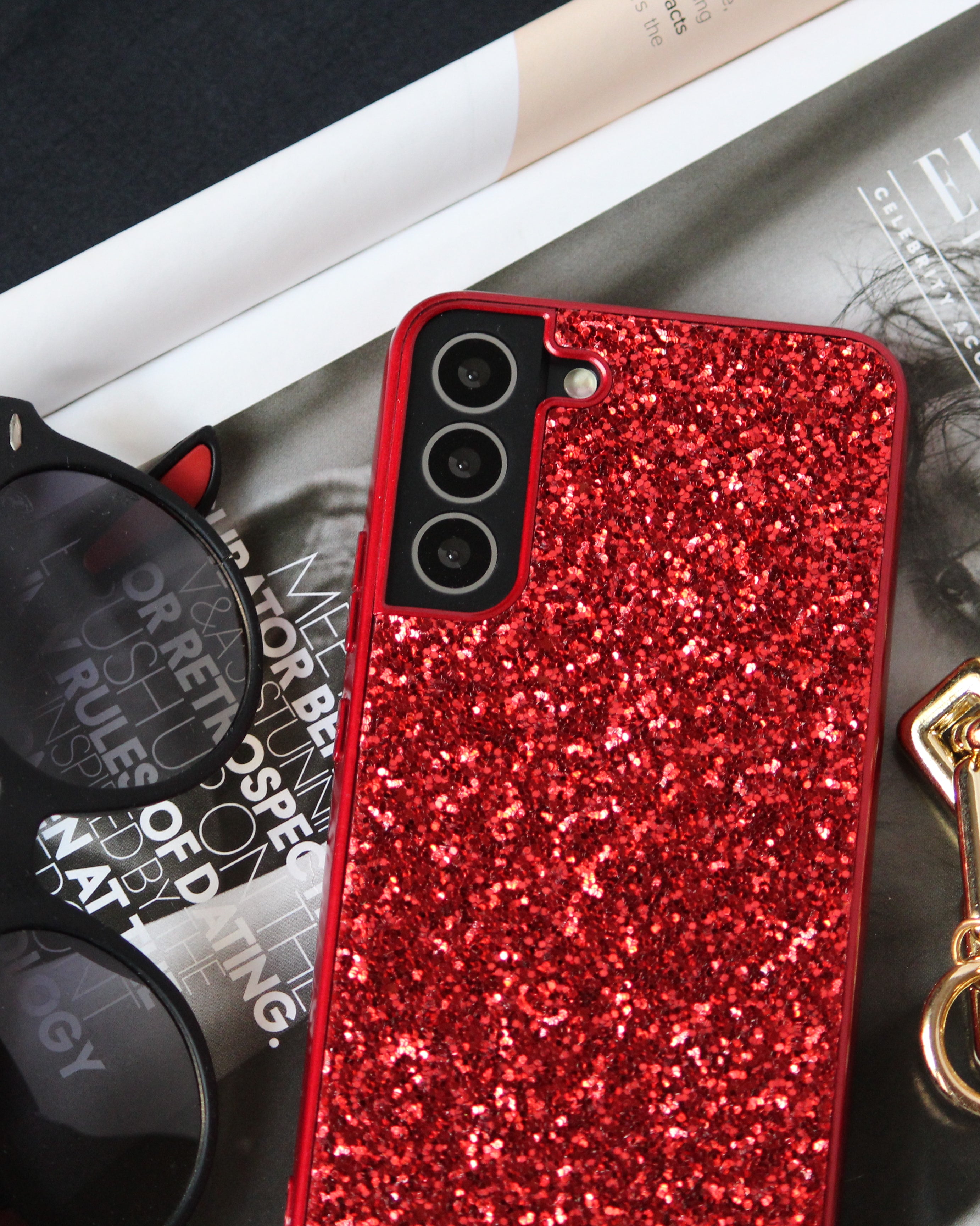 S22 plus red glitter cover