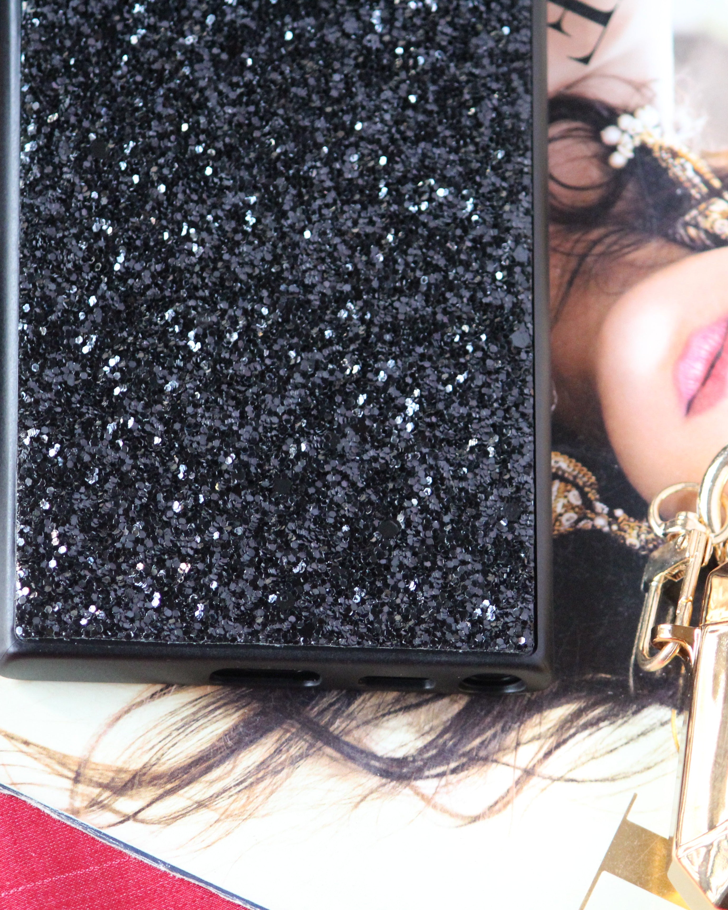 Black Glitter Bling Sequin Samsung S21 Fe Cover