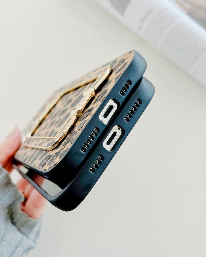 Classy Leopard Style Gold Buckle Holder Case