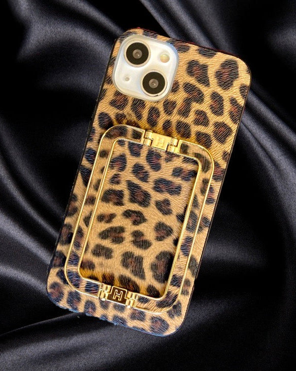 Classy Leopard Style Gold Buckle Holder Case – phone accessory by JustAndBest India