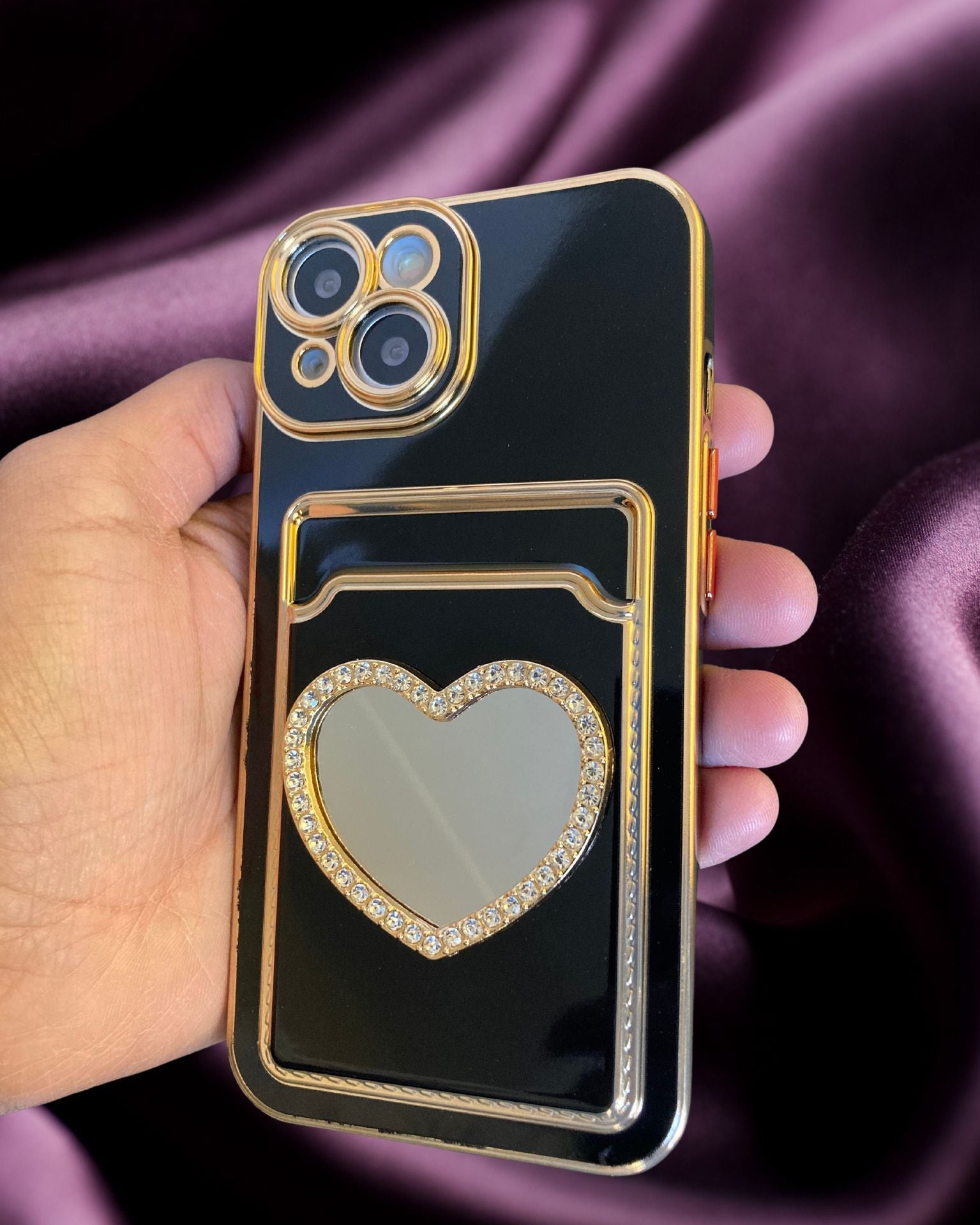 Bling Diamonds Heart Card Holder Cover