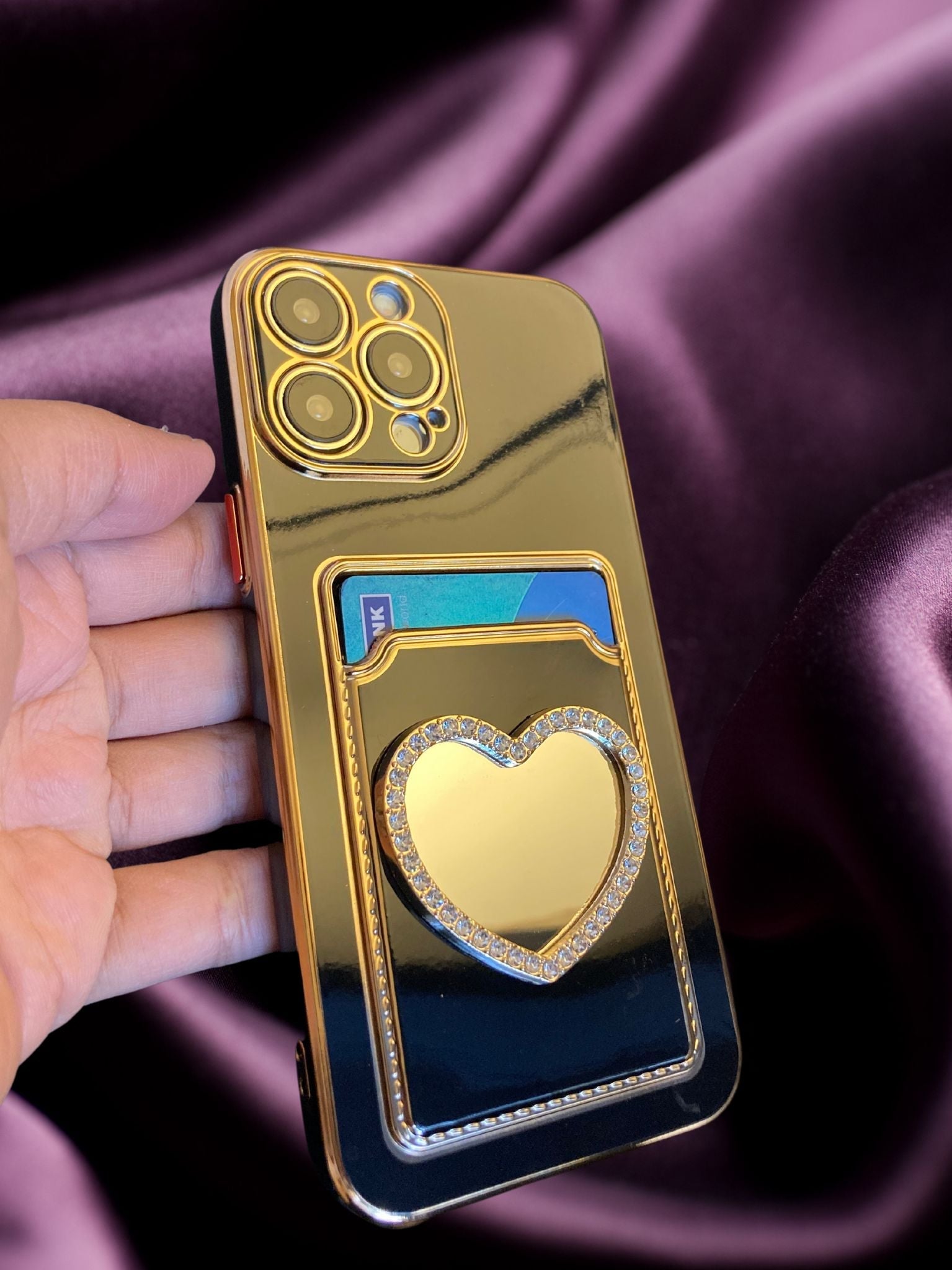 Bling Diamonds Heart Card Holder Cover – phone accessory by JustAndBest India
