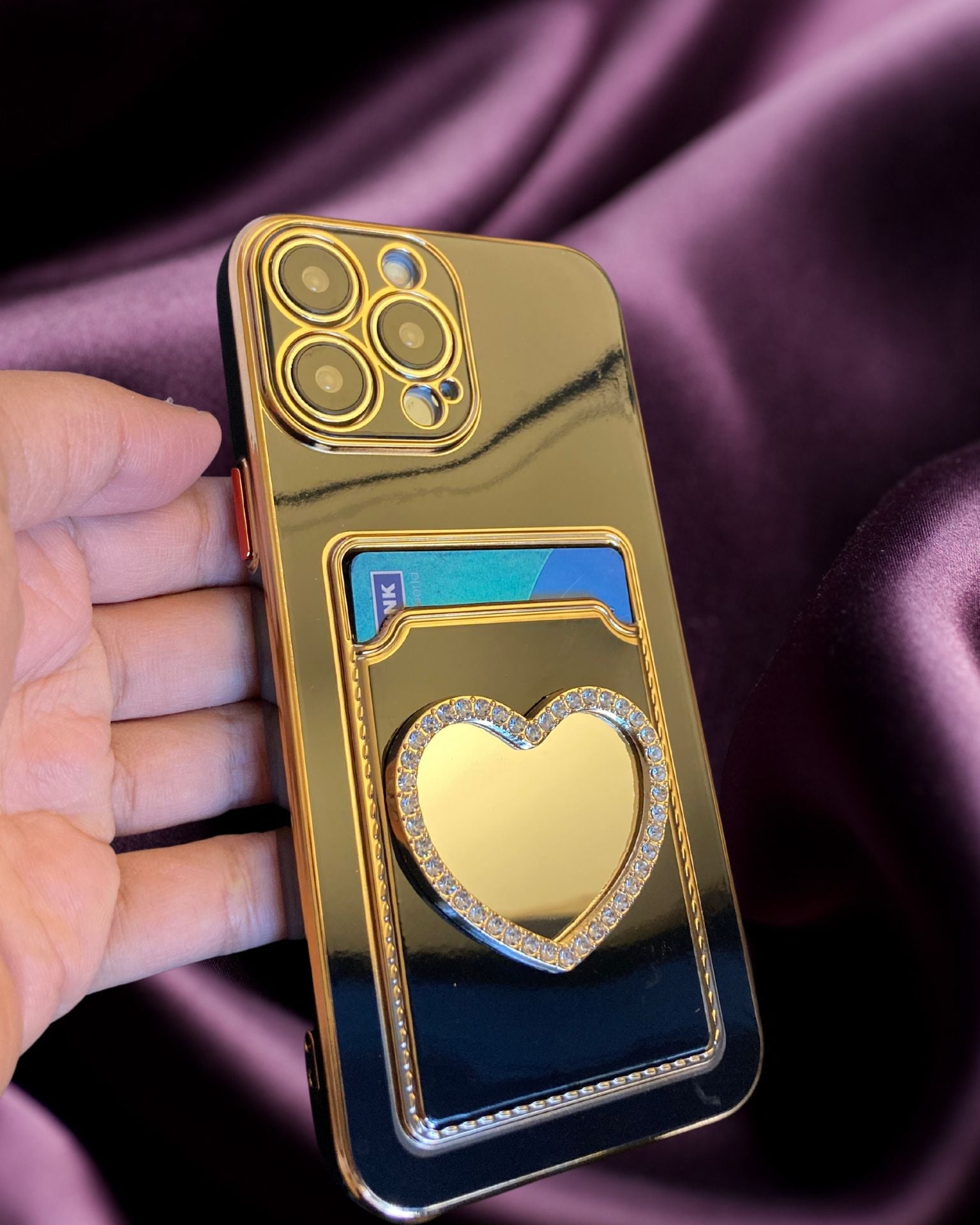 Bling Diamonds Heart Card Holder Cover – phone accessory by JustAndBest India