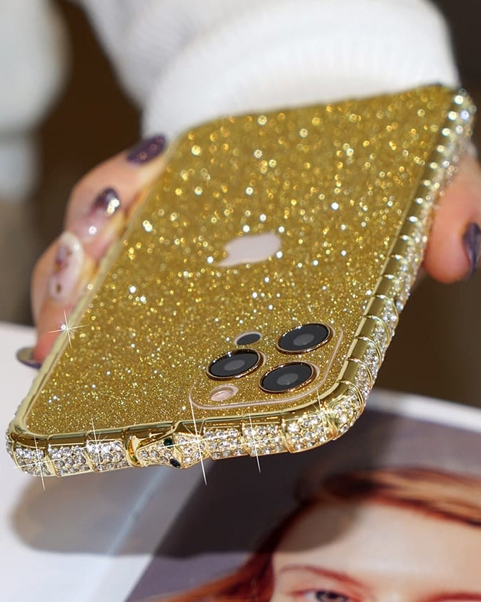 Gold Diamond Rhinestones iphone 14 Plus case