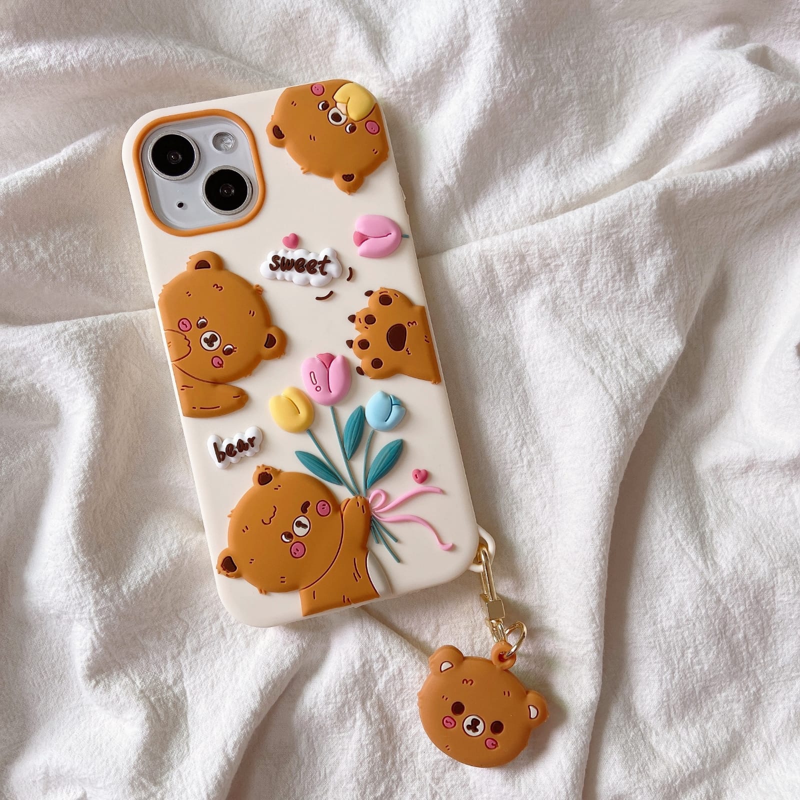 Cute 3D Bears Cover (with Bear Charm) – phone accessory by JustAndBest India