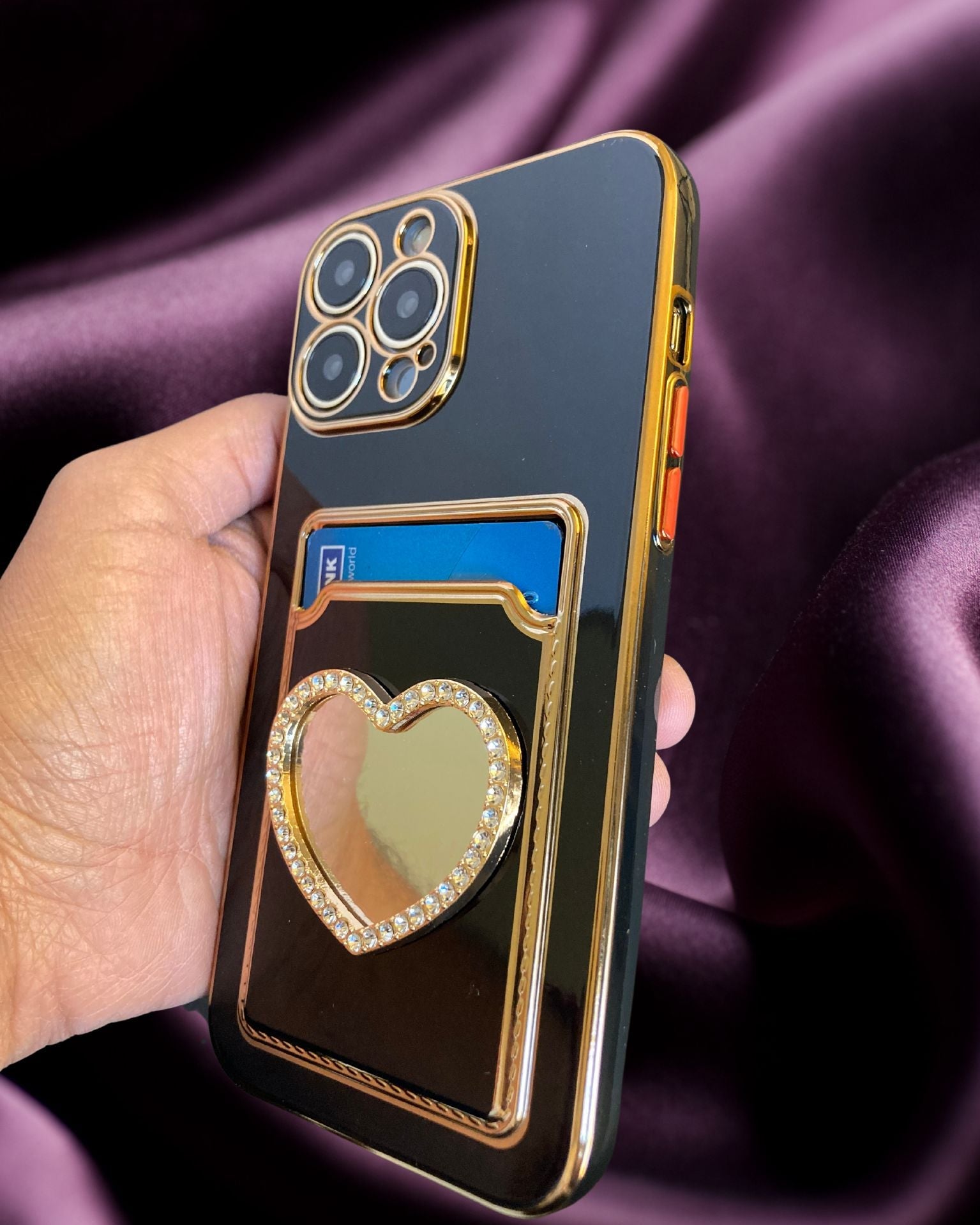 Bling Diamonds Heart Card Holder Cover – phone accessory by JustAndBest India