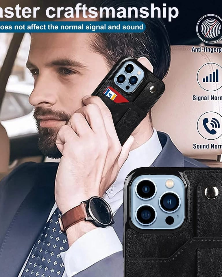 black leather wallet iphone 14 pro max case