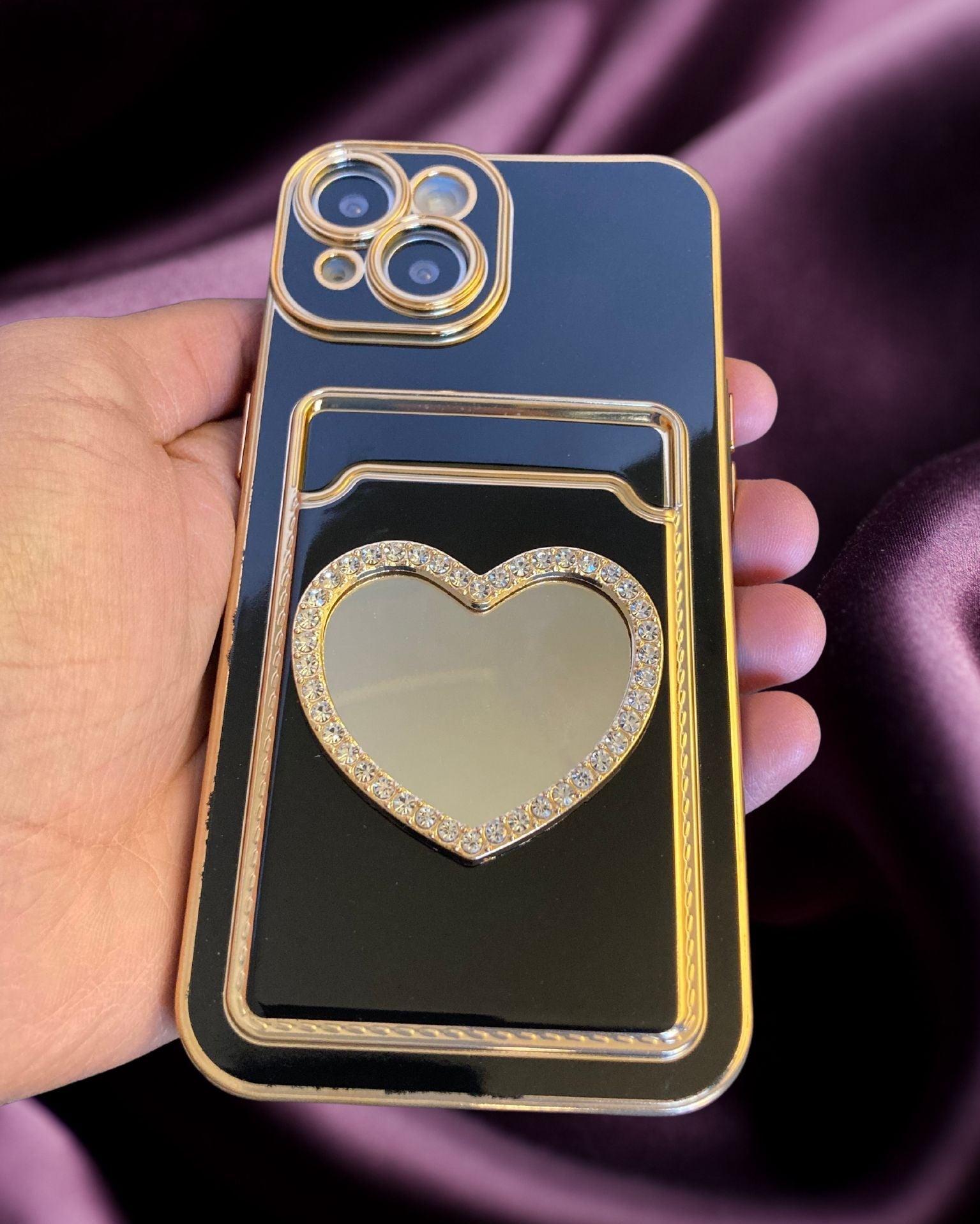 Bling Diamonds Heart Card Holder Cover – phone accessory by JustAndBest India