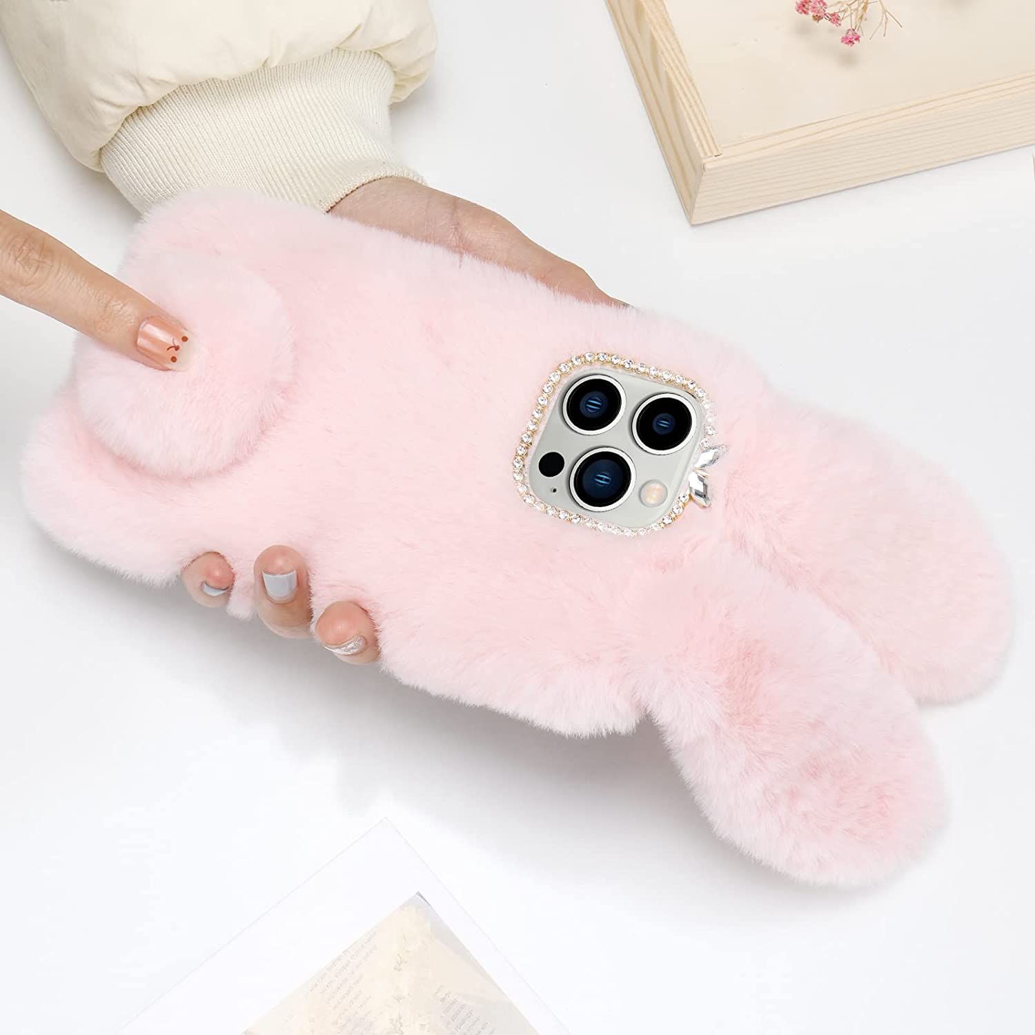 Luxury Bunny Rabbit Fur Plush Case iPhone cover – JustAndBest India