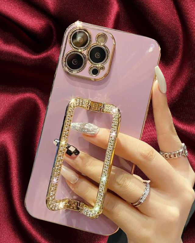 Diamond Rhinestones Gold Buckle Holder Cover – phone accessory by JustAndBest India