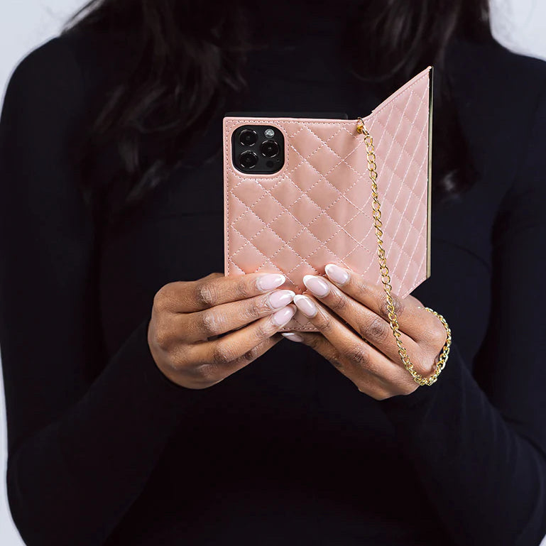Rose Gold Luxury Leather Flip Case (with Chain Sling) iPhone cover – JustAndBest India