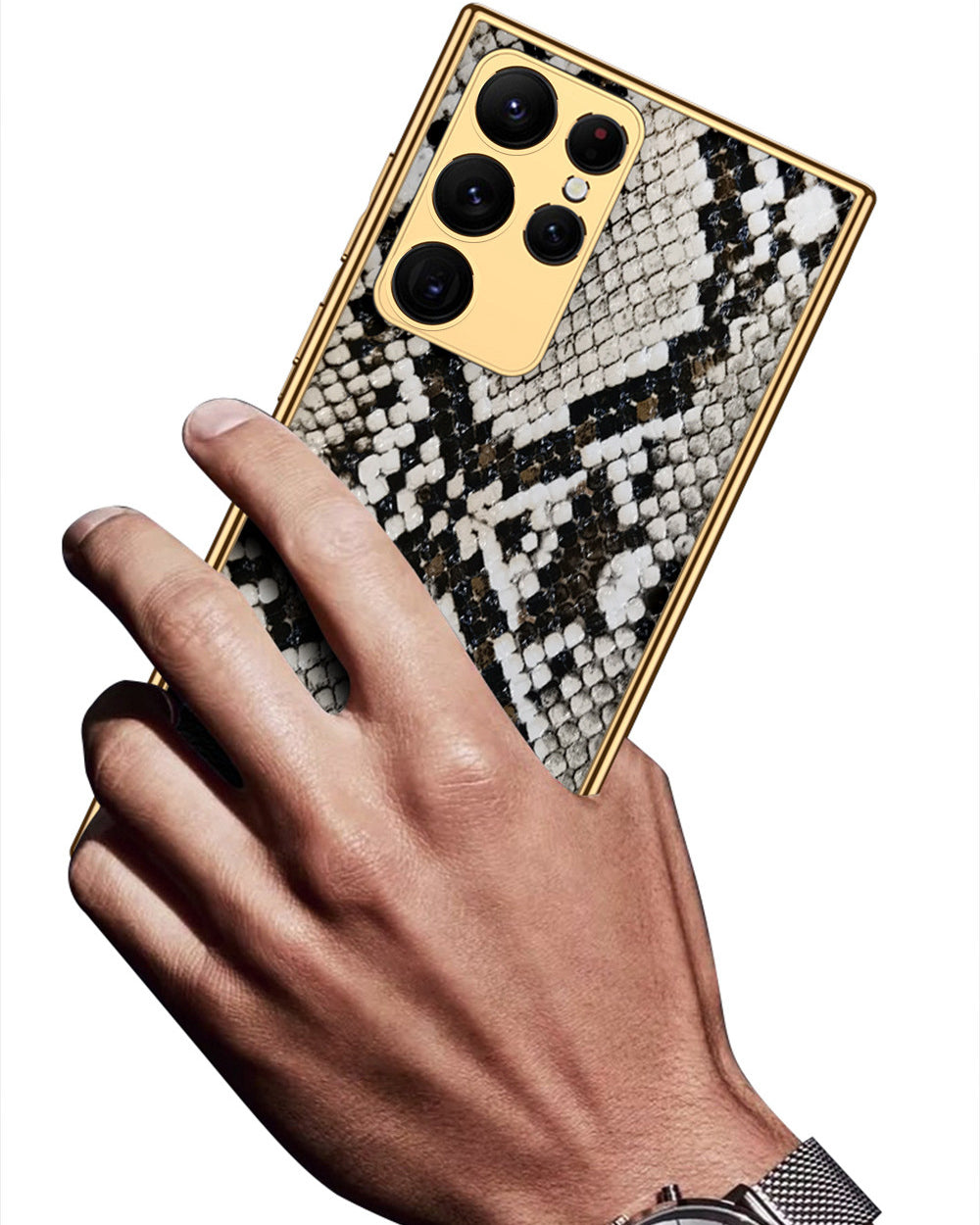 Gold Electroplated Python Pattern Leather Luxury Cover iPhone cover – JustAndBest India