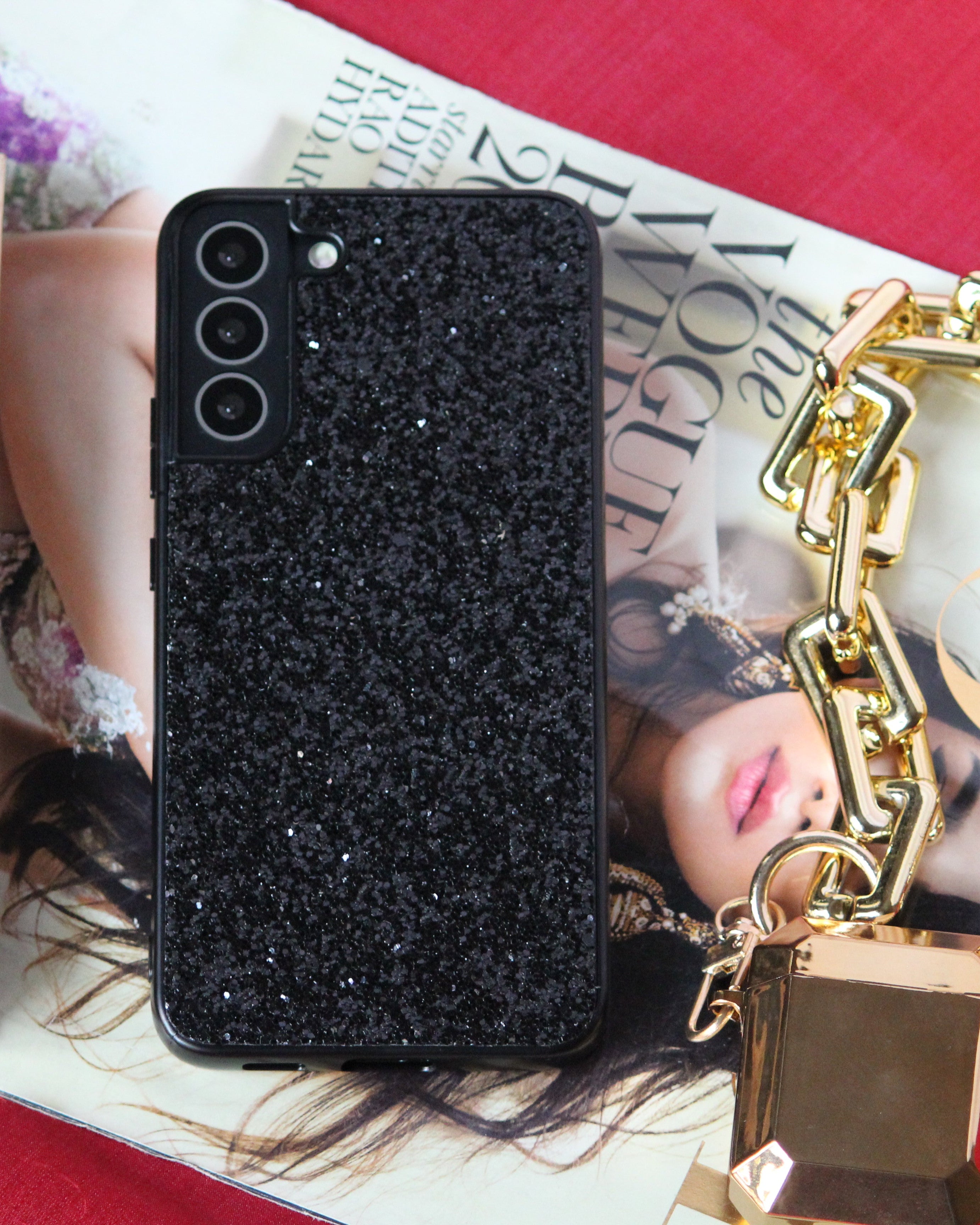 Black sparkling Samsung S21 Fe Cover