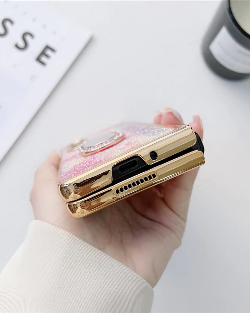 Glitter Gold Ring Holder Samsung Z Fold 4Cover