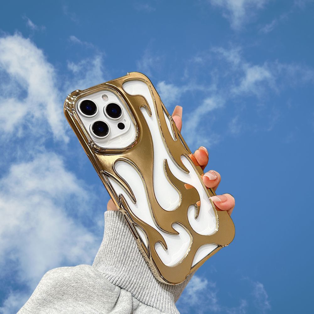 iPhone 16 Pro 3D Flame Gold Electroplated Cover - phone case