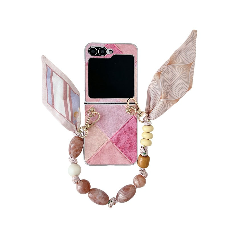 Samsung Galaxy Z Flip 5 Pink Opulence Gemstones Bracelet Charm Cover - protective case detail