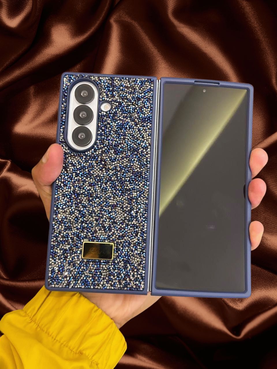 Samsung Galaxy Z Fold 3 Sapphire Blue Diamond Stones Cover